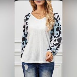 Animal print long sleeve blouse